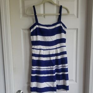 LOFT Blue and White Striped Sundress